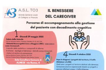 Il benessere del caregiver: incontro a Susa per sostenere chi si prende cura di persone con decadimento cognitivo